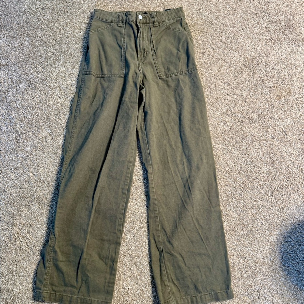 H&M Divided Olive Green High-Rise Cargo Pants 4